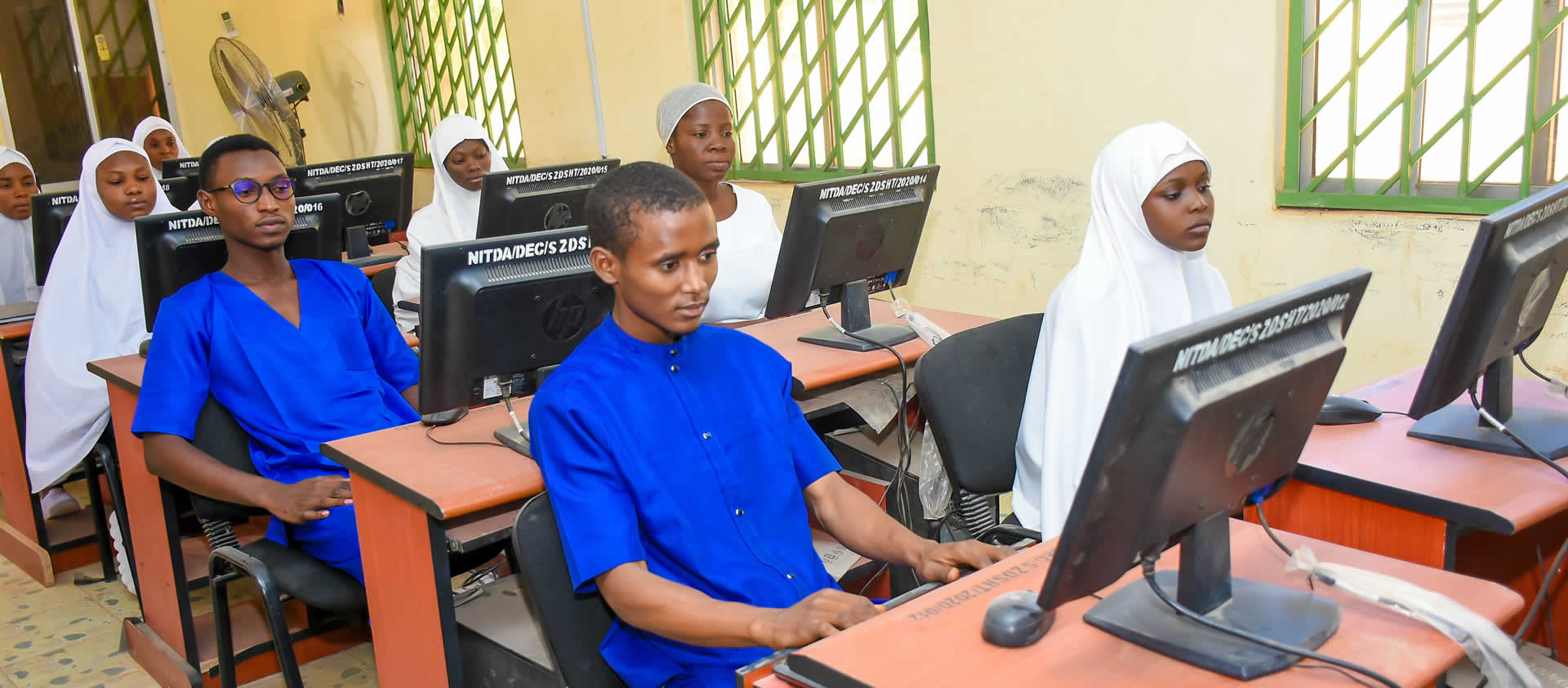 Cross section of students during computer training class